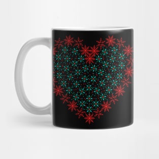 Red and green snowflakes fancy heart Mug